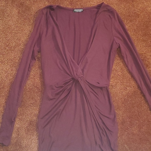 Maroon Purple V-Neck Dress - Picture 2 of 6